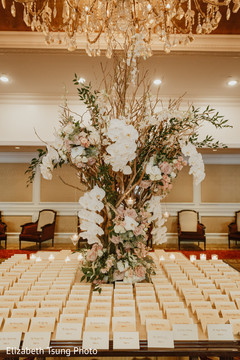 Floral design details on the setup table Floral design details on the setup table