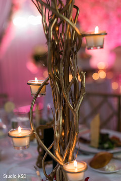 Candle decoration details at the reception