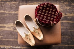 Majestic Indian groom's turban with jewelry and wedding shoes. Majestic Indian groom's turban with jewelry and wedding shoes.