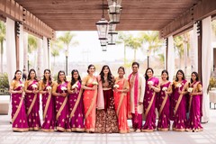 Sweet Indian bride, bridesmaids and groomsmen posing for photo. Sweet Indian bride, bridesmaids and groomsmen posing for photo.