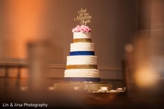 White, blue and golden Indian wedding cake. White, blue and golden Indian wedding cake.