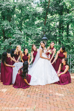 Sweet Indian bride and bridesmaids posing for photo shoot. Sweet Indian bride and bridesmaids posing for photo shoot.