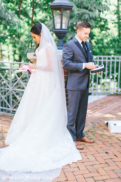 Indian bride and groom exchanging gifts. Indian bride and groom exchanging gifts.