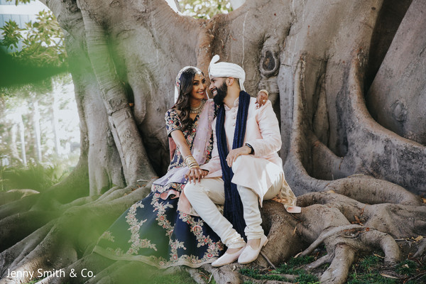 Ravishing Indian couple's wedding attire.