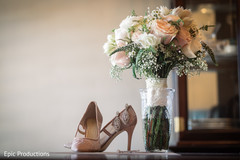 Elegant Indian bridal bouquet and shoes. Elegant Indian bridal bouquet and shoes.