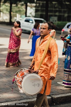 Indian baraats dhol drum player ready. Indian baraats dhol drum player ready.