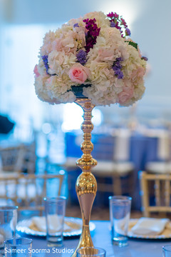 Dreamy Indian wedding reception table flower decoration. Dreamy Indian wedding reception table flower decoration.