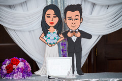 Indian couple's cartoons at the reception venue Indian couple's cartoons at the reception venue