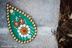Golden, green, white sangeet leaf decoration. Golden, green, white sangeet leaf decoration.