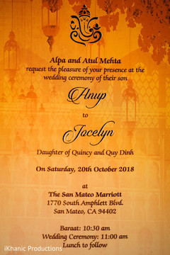 Indian wedding ceremony invitation. Indian wedding ceremony invitation.