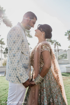 Indian bride and groom outdoors Indian bride and groom outdoors