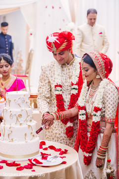 Maharani and Raja cutting the wedding cake Maharani and Raja cutting the wedding cake