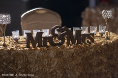 Glamorous Indian couple's reception table. Glamorous Indian couple's reception table.