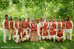 Glamorous Indian bride and groom portrait with groomsmen. Glamorous Indian bride and groom portrait with groomsmen.