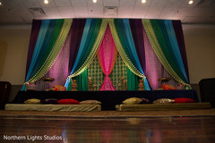 Magnificent Sangeet stage draping decoration. Magnificent Sangeet stage draping decoration.