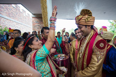 Indian groom during the barrat's arrival
