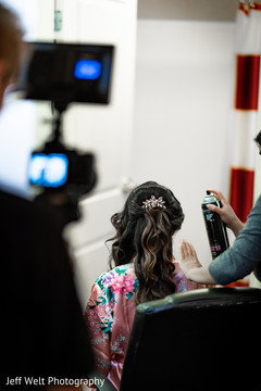 Indian bride getting her hair done. Indian bride getting her hair done.