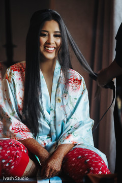Indian bride getting her hair done. Indian bride getting her hair done.