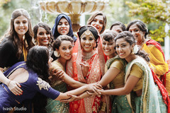 Joyful Indian bride with bridesmaids capture. Joyful Indian bride with bridesmaids capture.