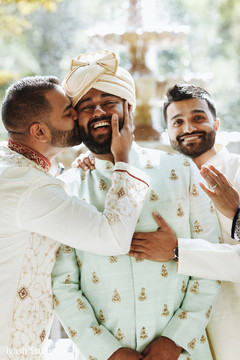 Charming Indian groom with groomsmen capture. Charming Indian groom with groomsmen capture.
