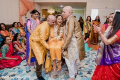 Happy Indian bride during a haldi ritual. Happy Indian bride during a haldi ritual.