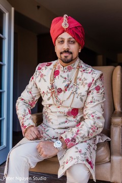 Majestic Indian groom on his sherwani, turban, and jewelry. Majestic Indian groom on his sherwani, turban, and jewelry.