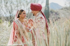 Heartwarming Indian bride and groom's first look. Heartwarming Indian bride and groom's first look.