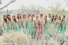 Indian couple with bridesmaids photo. Indian couple with bridesmaids photo.