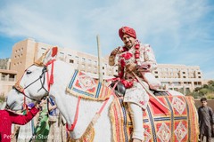 Enchanting Indian groom on his baraat horse photo. Enchanting Indian groom on his baraat horse photo.