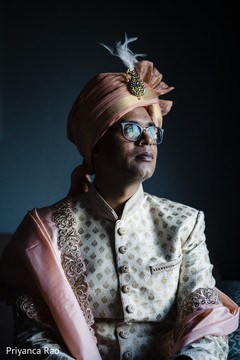 Portrait of Indian groom prior to the ceremony Portrait of Indian groom prior to the ceremony