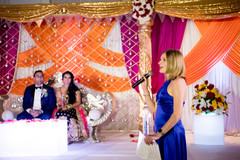Indian bridesmaid at the reception speech moment. Indian bridesmaid at the reception speech moment.
