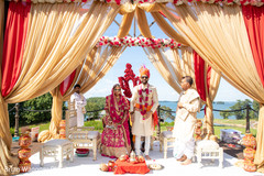 Overview of the Indian newlyweds under the mandap Overview of the Indian newlyweds under the mandap