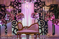 Stunning Indian wedding stage flowers decor. Stunning Indian wedding stage flowers decor.