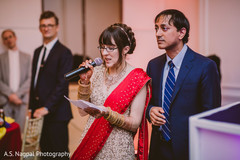Indian bride and groom giving out a speech. Indian bride and groom giving out a speech.