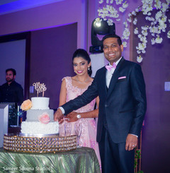 Ravishing Indian couple cutting the cake Ravishing Indian couple cutting the cake