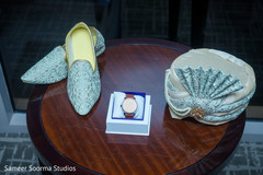 Shoes, pagri and accessories of the Indian groom Shoes, pagri and accessories of the Indian groom