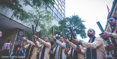 Indian groomsmen during the baraat Indian groomsmen during the baraat