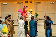 Stunning Maharani's entrance to ceremony on a palanquin. Stunning Maharani's entrance to ceremony on a palanquin.