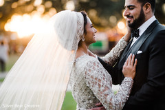 Indian bride and groom romantic first glance. Indian bride and groom romantic first glance.