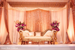 Magnificent Indian wedding reception stage decoration. Magnificent Indian wedding reception stage decoration.