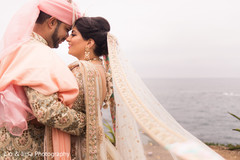 Indian bride and groom romantic first glance. Indian bride and groom romantic first glance.