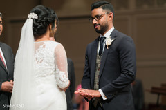 Indian bride and groom at the ceremony venue Indian bride and groom at the ceremony venue