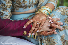 Closeup capture of Indian bride and groom's hands. Closeup capture of Indian bride and groom's hands.