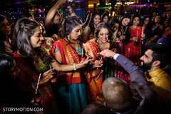 Indian bridesmaids and groom at sangeet celebration. Indian bridesmaids and groom at sangeet celebration.