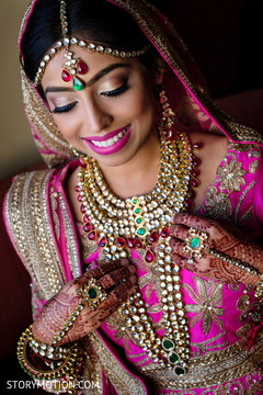 Stunning Indian bride with her ceremony jewelry. Stunning Indian bride with her ceremony jewelry.