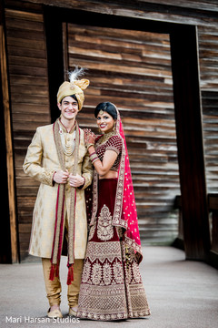 Indian bride and groom posing prior to the ceremony Indian bride and groom posing prior to the ceremony