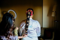 Maharani getting flowers on her hair. Maharani getting flowers on her hair.