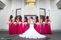 Sweet Indian bride and bridesmaids posing for photo shoot. Sweet Indian bride and bridesmaids posing for photo shoot.