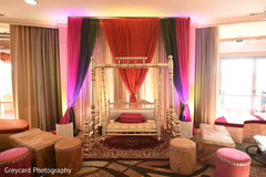 Magnificent Indian pre-wedding stage decoration. Magnificent Indian pre-wedding stage decoration.