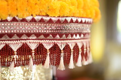 Indian sangeet flowers and embroidery close up capture. Indian sangeet flowers and embroidery close up capture.